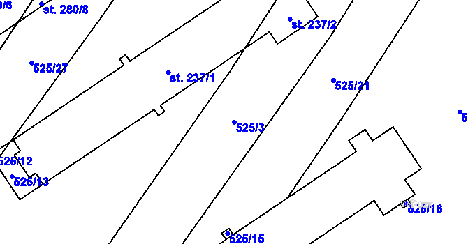 Parcela st. 525/3 v KÚ Nové Syrovice, Katastrální mapa