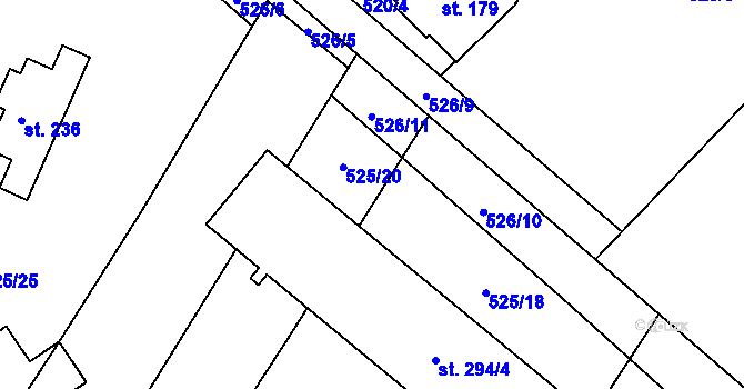 Parcela st. 525/5 v KÚ Nové Syrovice, Katastrální mapa