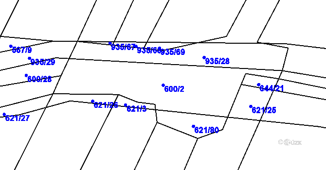Parcela st. 600/2 v KÚ Nové Syrovice, Katastrální mapa