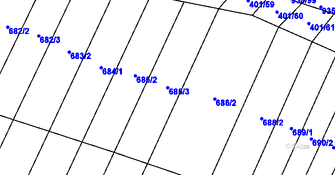 Parcela st. 685/3 v KÚ Nové Syrovice, Katastrální mapa