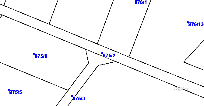 Parcela st. 875/2 v KÚ Nové Syrovice, Katastrální mapa