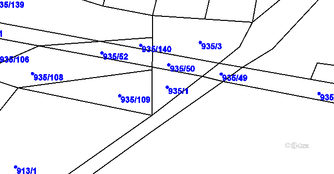 Parcela st. 935/1 v KÚ Nové Syrovice, Katastrální mapa