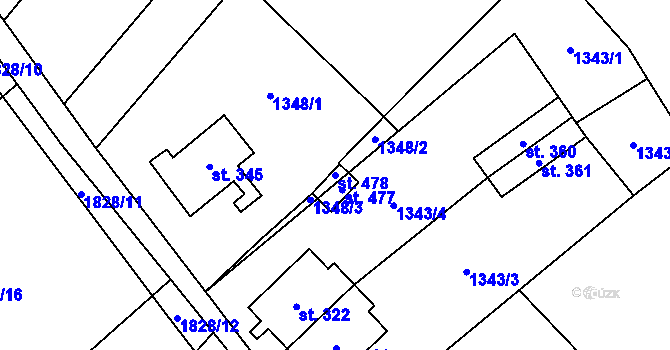 Parcela st. 478 v KÚ Nové Syrovice, Katastrální mapa