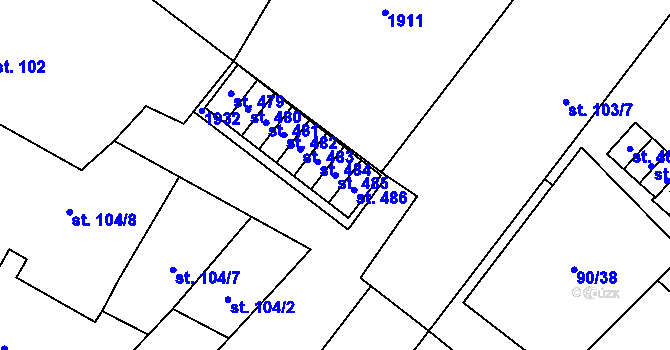 Parcela st. 485 v KÚ Nové Syrovice, Katastrální mapa