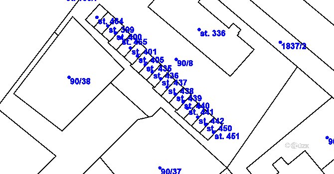 Parcela st. 438 v KÚ Nové Syrovice, Katastrální mapa