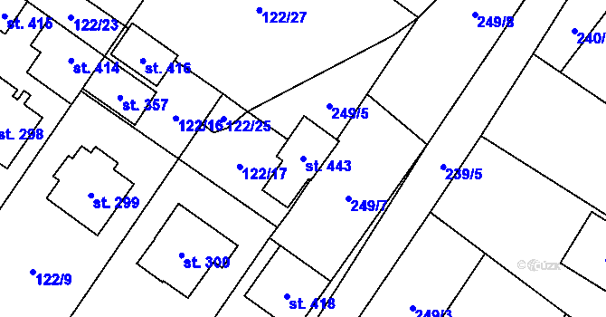 Parcela st. 443 v KÚ Nové Syrovice, Katastrální mapa