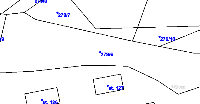 Parcela st. 279/6 v KÚ Lhotka u Vítkova, Katastrální mapa