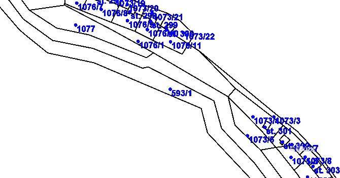 Parcela st. 593/1 v KÚ Lhotka u Vítkova, Katastrální mapa