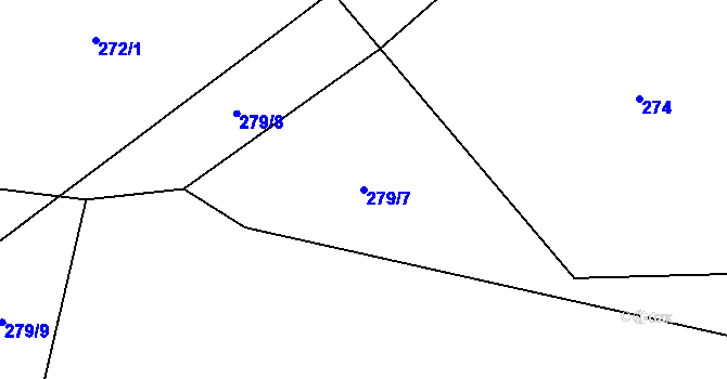 Parcela st. 279/7 v KÚ Lhotka u Vítkova, Katastrální mapa