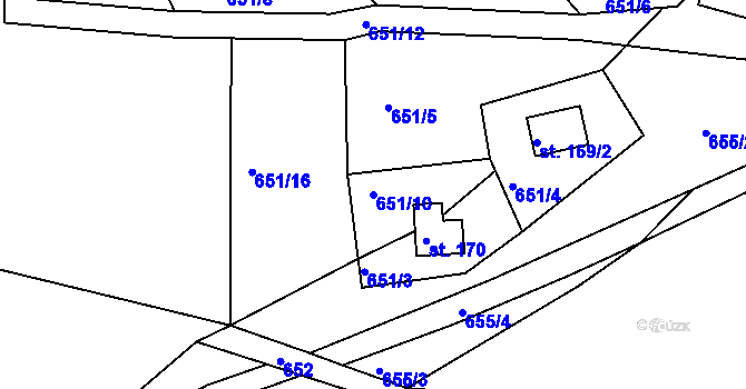 Parcela st. 651/10 v KÚ Nové Těchanovice, Katastrální mapa