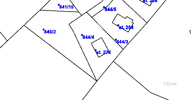Parcela st. 278 v KÚ Nové Těchanovice, Katastrální mapa