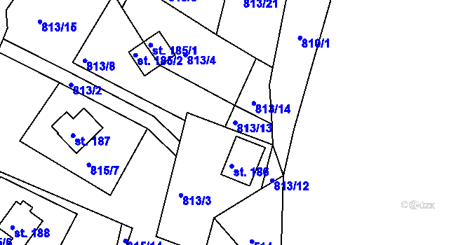 Parcela st. 813/13 v KÚ Nové Těchanovice, Katastrální mapa