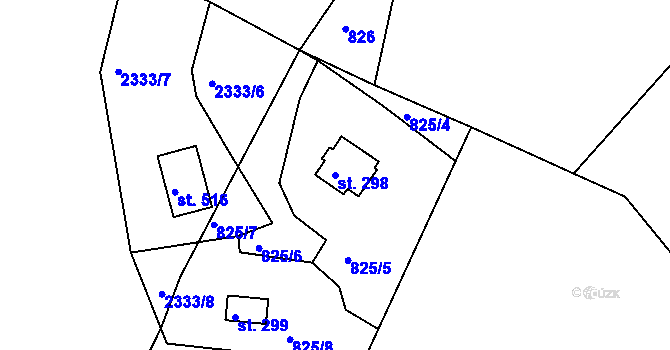 Parcela st. 298 v KÚ Nové Těchanovice, Katastrální mapa