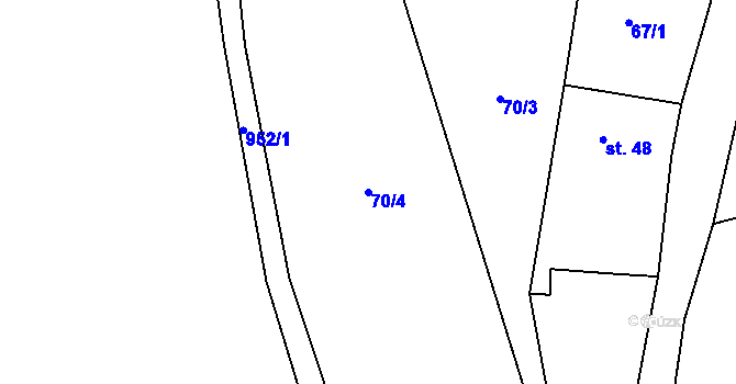 Parcela st. 70/4 v KÚ Nové Těchanovice, Katastrální mapa