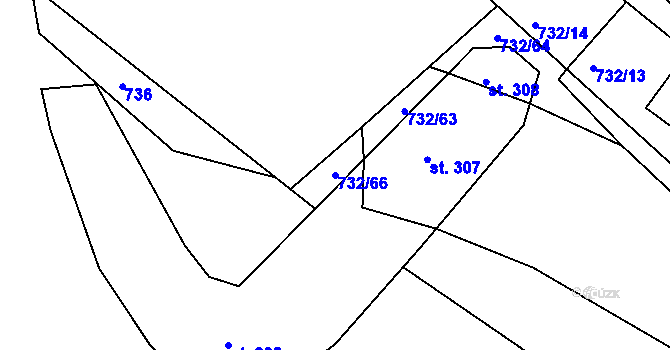 Parcela st. 732/66 v KÚ Nové Těchanovice, Katastrální mapa