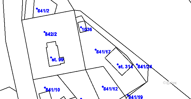 Parcela st. 841/17 v KÚ Nové Těchanovice, Katastrální mapa
