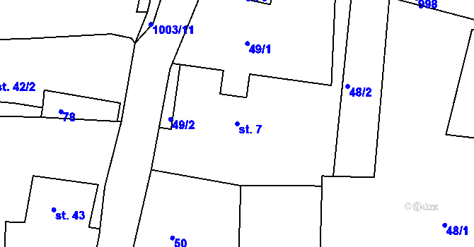 Parcela st. 7 v KÚ Nové Těchanovice, Katastrální mapa