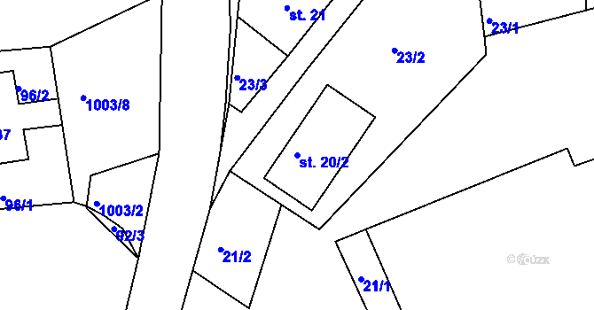 Parcela st. 20/2 v KÚ Nové Těchanovice, Katastrální mapa