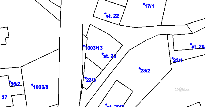 Parcela st. 21 v KÚ Nové Těchanovice, Katastrální mapa