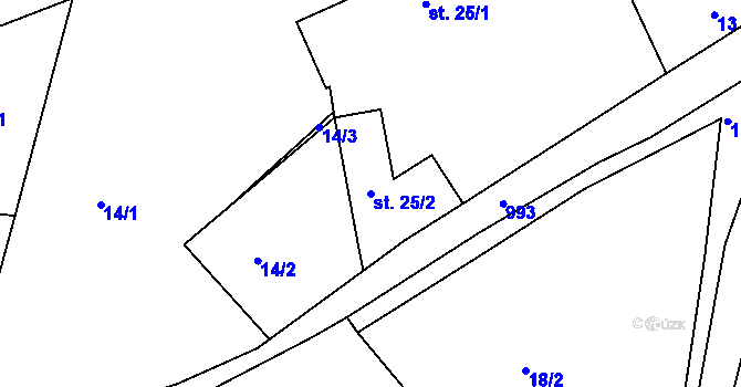 Parcela st. 25/2 v KÚ Nové Těchanovice, Katastrální mapa