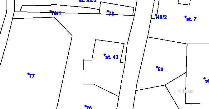 Parcela st. 43 v KÚ Nové Těchanovice, Katastrální mapa