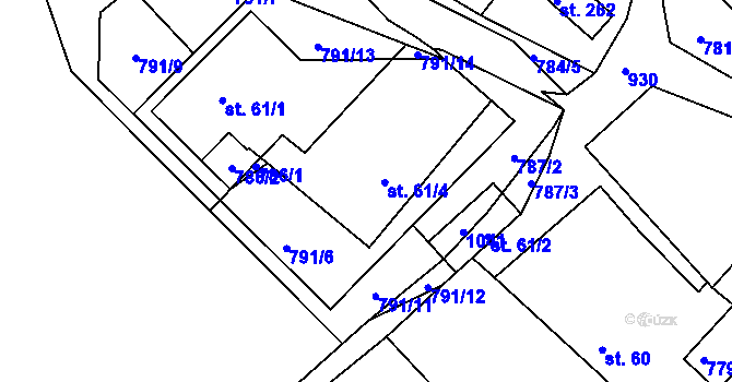 Parcela st. 61/1 v KÚ Nové Těchanovice, Katastrální mapa