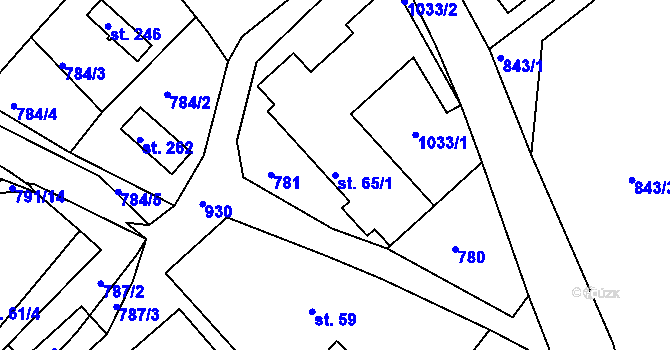 Parcela st. 65/1 v KÚ Nové Těchanovice, Katastrální mapa