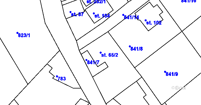 Parcela st. 65/2 v KÚ Nové Těchanovice, Katastrální mapa