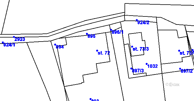 Parcela st. 72 v KÚ Nové Těchanovice, Katastrální mapa