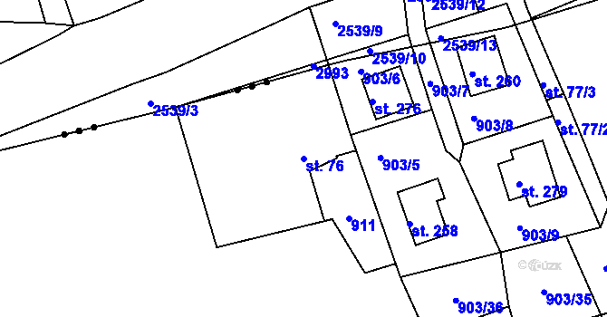 Parcela st. 76 v KÚ Nové Těchanovice, Katastrální mapa