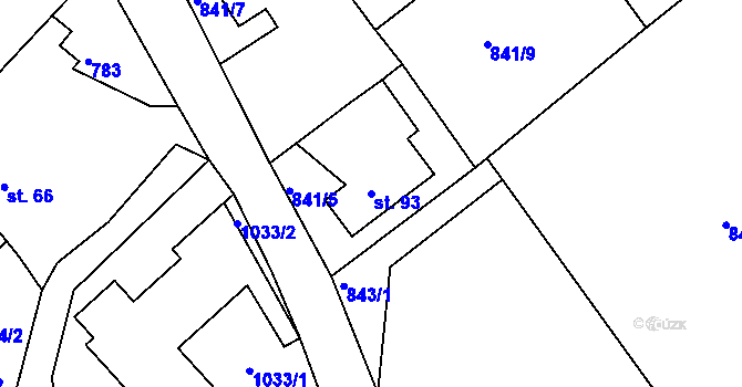 Parcela st. 93 v KÚ Nové Těchanovice, Katastrální mapa
