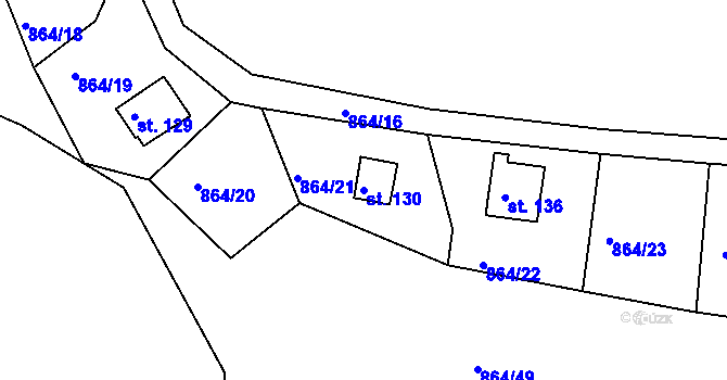 Parcela st. 130 v KÚ Nové Těchanovice, Katastrální mapa