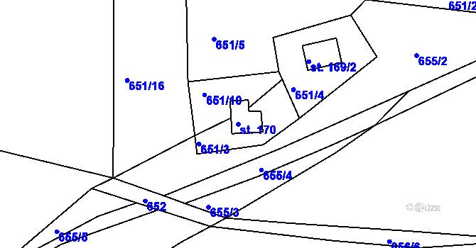 Parcela st. 170 v KÚ Nové Těchanovice, Katastrální mapa