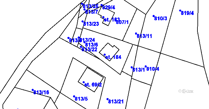 Parcela st. 184 v KÚ Nové Těchanovice, Katastrální mapa