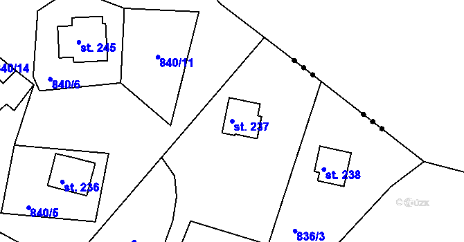 Parcela st. 237 v KÚ Nové Těchanovice, Katastrální mapa