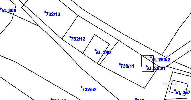 Parcela st. 240 v KÚ Nové Těchanovice, Katastrální mapa