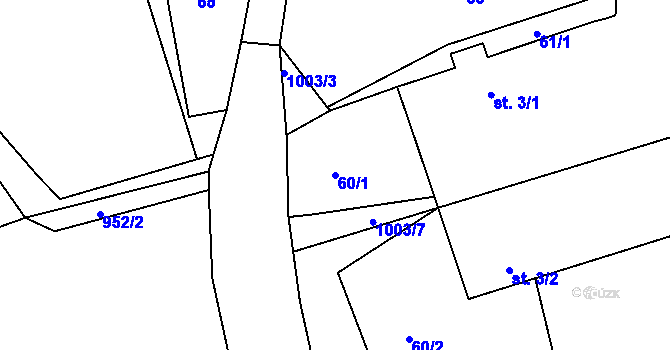 Parcela st. 60/1 v KÚ Nové Těchanovice, Katastrální mapa