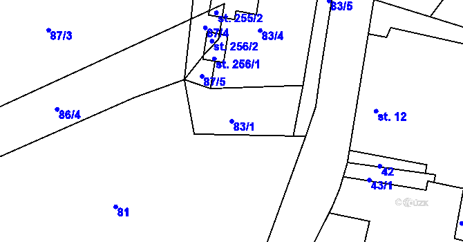 Parcela st. 83/1 v KÚ Nové Těchanovice, Katastrální mapa