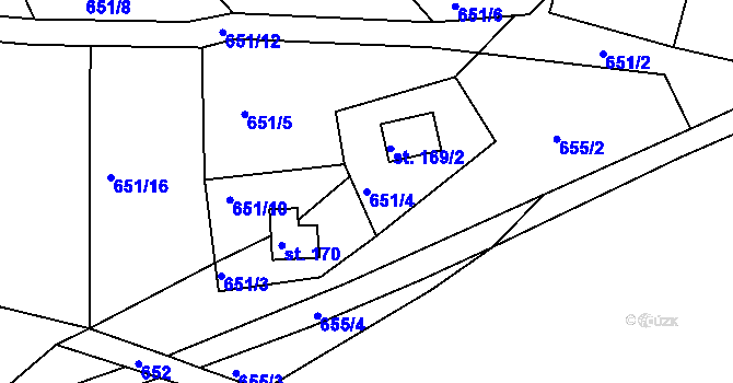 Parcela st. 651/4 v KÚ Nové Těchanovice, Katastrální mapa