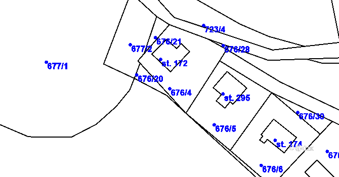 Parcela st. 676/4 v KÚ Nové Těchanovice, Katastrální mapa
