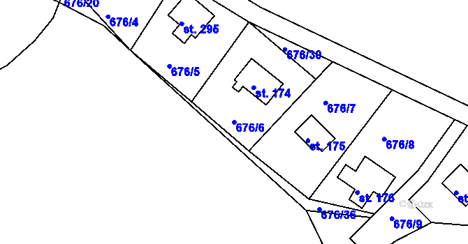 Parcela st. 676/6 v KÚ Nové Těchanovice, Katastrální mapa