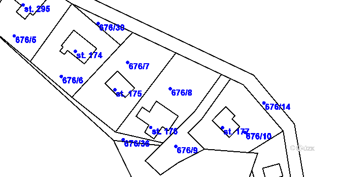 Parcela st. 676/8 v KÚ Nové Těchanovice, Katastrální mapa