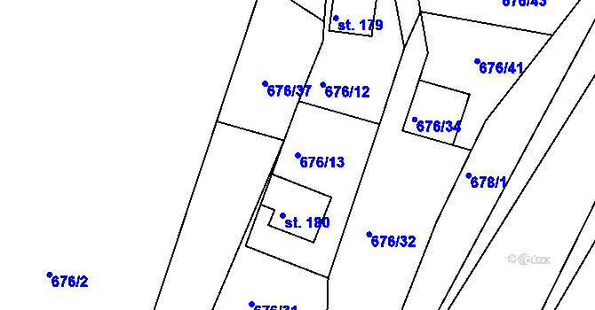Parcela st. 676/13 v KÚ Nové Těchanovice, Katastrální mapa