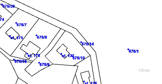 Parcela st. 676/14 v KÚ Nové Těchanovice, Katastrální mapa