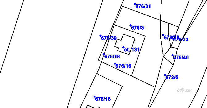 Parcela st. 676/18 v KÚ Nové Těchanovice, Katastrální mapa