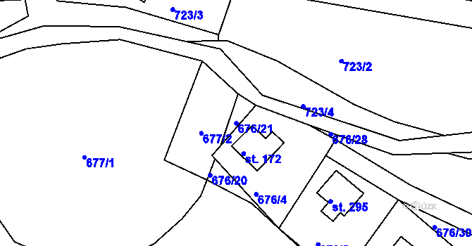 Parcela st. 676/21 v KÚ Nové Těchanovice, Katastrální mapa
