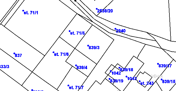 Parcela st. 839/3 v KÚ Nové Těchanovice, Katastrální mapa