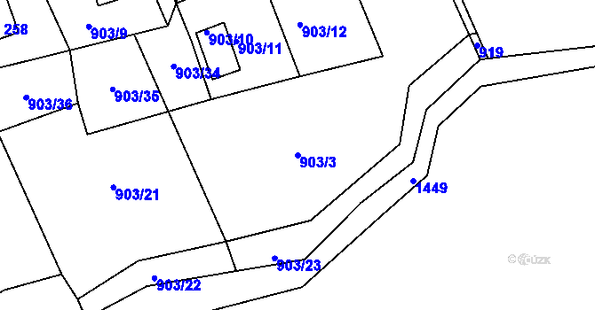 Parcela st. 903/3 v KÚ Nové Těchanovice, Katastrální mapa