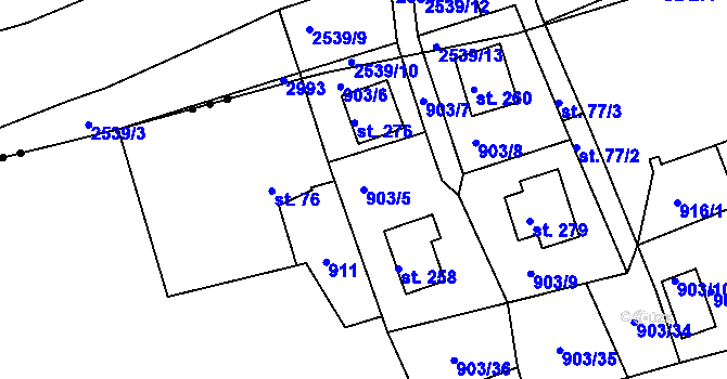 Parcela st. 903/5 v KÚ Nové Těchanovice, Katastrální mapa