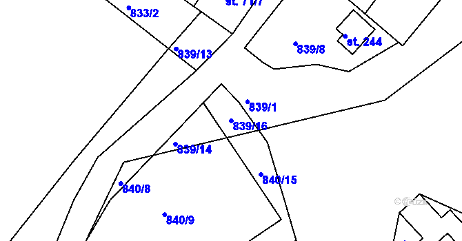 Parcela st. 839/16 v KÚ Nové Těchanovice, Katastrální mapa